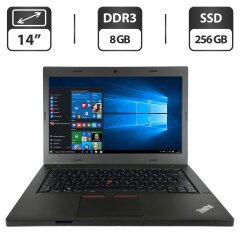 Ноутбук Б-класс Lenovo ThinkPad L470 / 14" (1366x768) TN / Intel Celeron 3955U (2 ядра по 2.0 GHz) / 8 GB DDR3 / 256 GB SSD / Intel HD Graphics 510 / WebCam / HDMI