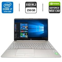Ноутбук HP 15-dw130lng / 15.6" (1920x1080) IPS / Intel Core i7-10510U (4 (8) ядра по 1.8 - 4.9 GHz) / 8 GB DDR4 / 256 GB SSD M.2 / nVidia GeForce MX130, 2 GB GDDR5, 64-bit / WebCam / Wi-Fi / Bluetooth