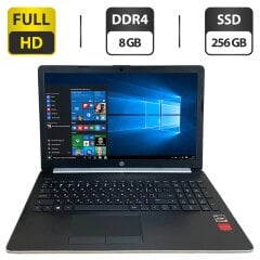 Ноутбук HP Laptop 15 / 15.6" (1920x1080) TN / AMD Ryzen 3 2200U (2 (4) ядра по 2.5 - 3.4 GHz) / 8 GB DDR4 / 256 GB SSD / AMD Radeon Vega 3 Graphics / WebCam / HDMI