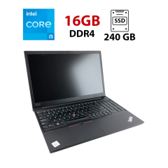 Ноутбук Lenovo ThinkPad E15 / 15.6" (1920x1080) IPS / Intel Core i5-10210U (4 (8) ядра по 1.6 - 4.2 GHz) / 16 GB DDR4 / 240 GB SSD / Intel UHD Graphics / WebCam