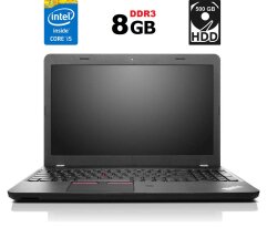 Ноутбук Lenovo ThinkPad E550 / 15.6" (1366x768) TN / Intel Core i5-5200U (2 (4) ядра по 2.2 - 2.7 GHz) / 8 GB DDR3 / 500 GB HDD / Intel HD Graphics 5500 / WebCam / HDMI