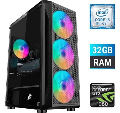 Новий ігровий ПК Dtop Gaming i593M Tower / Intel Core i5-9400F (6 ядер по 2.9 - 4.1 GHz) / 32 GB DDR4 / 480 GB SSD / nVidia GeForce GTX 1060, 3 GB GDDR5, 192-bit / 500W