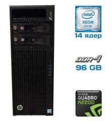 Рабочая станция HP Workstation Z440 Tower / Intel Xeon E5-2690 v4 (14 (28) ядер по 2.6 - 3.5 GHz) / 96 GB DDR4 ECC / 512 GB SSD NEW + 1000 GB HDD / nVidia Quadro K2200, 4 GB GDDR5, 128-bit / DVD-ROM / DisplayPort