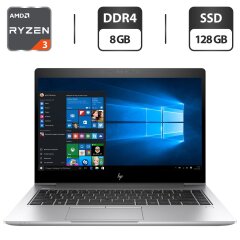 Ультрабук Б-класс HP EliteBook 735 G5 / 14" (1920x1080) IPS / AMD Ryzen 3 2300U (4 ядра по 2.0 - 3.4 GHz) / 8 GB DDR4 / 128 GB SSD / AMD Radeon Vega 6 Graphics / WebCam / HDMI