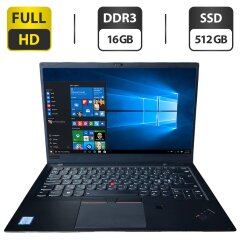 Ультрабук Б-клас Lenovo ThinkPad X1 Carbon 6th Gen / 14" (1920x1080) TN / Intel Core i7-8550U (4 (8) ядра по 1.8 - 4.0 GHz) / 16 GB DDR3 / 512 GB SSD / Intel UHD Graphics 620 / WebCam
