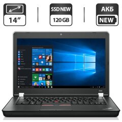 Ноутбук Б-класс Lenovo ThinkPad Edge E420 / 14" (1366x768) TN / Intel Core i5-2410M (2 (4) ядра по 2.3 - 2.9 GHz) / 4 GB DDR3 / 120 GB SSD NEW / Intel HD Graphics 3000 / WebCam / DVD-ROM / АКБ NEW / Windows 10 Pro