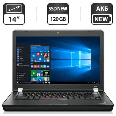 Ноутбук Б-класс Lenovo ThinkPad Edge E420 / 14" (1366x768) TN / Intel Core i5-2410M (2 (4) ядра по 2.3 - 2.9 GHz) / 4 GB DDR3 / 120 GB SSD NEW / Intel HD Graphics 3000 / WebCam / DVD-ROM / АКБ NEW / Windows 10 Pro
