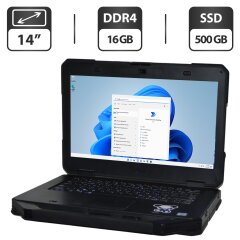 Защищенный ноутбук Б-класс Dell Latitude 5414 Rugged / 14" (1366x768) TN / Intel Core i5-6300U (2 (4) ядра по 2.4 - 3.0 GHz) / 16 GB DDR4 / 500 GB SSD / Intel HD Graphics 520 / WebCam / Wi-Fi / Bluetooth / Windows 11 Pro