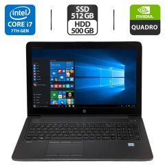 Мобільна робоча станція HP ZBook 15 G4 / 15.6" (1920x1080) TN / Intel Core i7-7820HQ (4 (8) ядра по 2.9 - 3.9 GHz) / 32 GB DDR4 / 512 GB SSD + 500 GB HDD / nVidia Quadro M2200, 4 GB GDDR5, 128-bit / WebCam