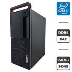 Компьютер Lenovo ThinkCentre M910 Tower / Intel Core i7-7700 (4 (8) ядра по 3.6 - 4.2 GHz) / 16 GB DDR4 / 240 GB SSD M.2 / Intel HD Graphics 630