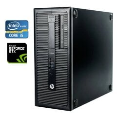 Игровой ПК HP EliteDesk 800 G1 Tower / Intel Core i5-4590 (4 ядра по 3.3 - 3.7 GHz) / 16 GB DDR3 / 128 GB SSD + 500 GB HDD / nVidia GeForce GTX 750 Ti, 4 GB GDDR5, 128-bit / DVD-ROM / Win 10 Pro + Кабель питания