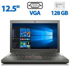 Нетбук Lenovo ThinkPad X250 / 12.5" (1366x768) TN / Intel Core i3-4030U (2 (4) ядра по 1.9 GHz) / 4 GB DDR3 / 128 GB SSD / Intel HD Graphics 4400 / WebCam / VGA / Два АКБ / Windows 10 Home