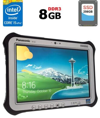 Защищенный планшет Panasonic Toughpad FZ-G1 / 10.1" (1920x1200) IPS / Intel Core i5-5300U (2 (4) ядра по 2.3 - 2.9 GHz) / 8 GB DDR3 / 256 GB SSD / Intel HD Graphics 5500 / WebCam / HDMI / IP65 / Стилус