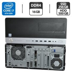 Компьютер HP EliteDesk 800 G3 Tower / Intel Core i7-6700 (4 (8) ядра по 3.4 - 4.0 GHz) / 16 GB DDR4 / 256 GB SSD + 500 GB HDD / Intel HD Graphics 530 / DVD-ROM / Windows 11 Pro