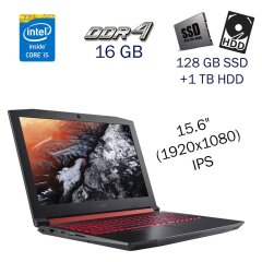 Игровой ноутбук Acer Nitro 5 AN515-52 / 15.6" (1920x1080) IPS / Intel Core i5-8300H (4 (8) ядра по 2.3 - 4.0 GHz) / 16 GB DDR4 / 128 GB SSD+1 TB HDD / nVidia GeForce GTX 1050, 4 GB GDDR5, 128-bit / WebCam