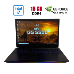 Игровой ноутбук Dell G5 15 5500 / 15.6" (1920x1080) IPS / Intel Core i7-10850H (6 (12) ядра по 2.7 - 5.1 GHz) / 16 GB DDR4 / 512 GB SSD / nVidia GeForce GTX 1660 Ti, 6 GB GDDR6, 192-bit / WebCam