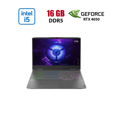 Ігровий ноутбук Lenovo LOQ 15IRH8 / 15.6" (1920x1080) IPS / Intel Core i5-12450H (8 (12) ядер по 3.3 - 4.4 GHz) / 16 GB DDR5 / 480 GB SSD / nVidia GeForce RTX 4050, 6 GB GDDR6, 96-bit / WebCam
