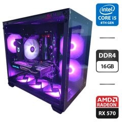 Ігровий ПК AeroCool Dryft Tower / Intel Core i5-8400 (6 ядер по 2.8 - 4.0 GHz) / 16 GB DDR4 / 500 GB SSD M.2 + 500 GB HDD / AMD Radeon RX 570, 8 GB GDDR5, 256-bit / 600W