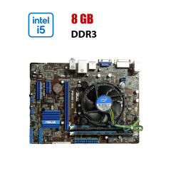 Комплект: Материнська плата Asus P8H61-MX / Intel Core i5-2500 (4 ядра по 3.3 - 3.7 GHz) / Socket LGA 1150 / 8 GB DDR3 / кулер