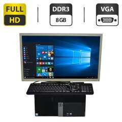 Комплект ПК: Dell OptiPlex 3040 Tower / Intel Core i3-6100 (2 (4) ядра по 3.7 GHz) / 8 GB DDR3 / 320 GB HDD / Intel HD Graphics 530 + Монитор Б-класс Acer B243HL / 24" (1920x1080) TN / VGA + Мышка, клавиатура, кабели, Windows 10 Pro