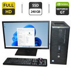 Комплект ПК: компьютер HP EliteDesk 800 G2 Tower / Intel Core i5-6500 (4 ядра по 3.2 - 3.6 GHz) / 16 GB DDR4 / 240 GB SSD / nVidia GeForce GT 740, 4 GB GDDR3, 128-bit / Windows 11 Pro + Монитор Б-класс Acer B243HL / 24" (1920x1080) TN