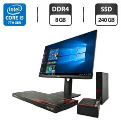 Комплект ПК: неттоп Lenovo ThinkCentre M710q Tiny USFF / Intel Core i5-7400T (4 ядра по 2.4 - 3.0 GHz) / 8 GB DDR4 / 240 GB SSD / Intel HD Graphics 630 / Блок живлення + Монітор Dell P2319H / 23" (1920x1080) IPS / USB-Hub, VGA, HDMI, DisplayPort