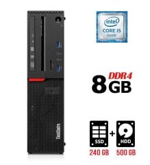 Комп'ютер Lenovo ThinkCentre M700 SFF / Intel Core i5-6500 (4 ядра по 3.2 - 3.6 GHz) / 8 GB DDR4 / 240 GB SSD + 500 GB HDD / Intel HD Graphics 530 / 210W / DVD-RW / DisplayPort