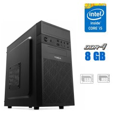 Компьютер Vinga CS112B / Intel Core i5-6600 (4 ядра по 3.3 - 3.9 GHz) / 8 GB DDR4 / 120 GB SSD + 500 GB HDD / Intel HD Graphics 530 / 400W + Кабеля подключения 