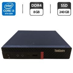 Неттоп Lenovo ThinkCentre M720q Tiny USFF / Intel Core i3-9100T (4 ядра по 3.1 - 3.7 GHz) / 8 GB DDR4 / 240 GB SSD / Intel UHD Graphics 630 / Блок живлення