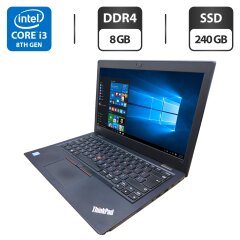 Ноутбук Б-класс Lenovo ThinkPad L380 / 13.3" (1366x768) TN / Intel Core i3-8130U (2 (4) ядра по 2.2 - 3.4 GHz) / 8 GB DDR4 / 240 GB SSD / Intel UHD Graphics 620 / WebCam