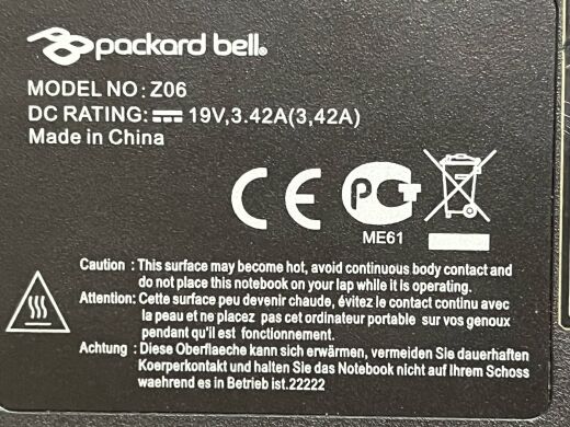 Ноутбук Б-клас Packard Bell EasyNote F2365 / 14" (1366x768) TN / Intel Pentium T4300 (2 ядра по 2.1 GHz) / 4 GB DDR3 / 120 GB SSD / nVidia GeForce G105M, 512 MB GDDR3, 64-bit / DVD-ROM / Без АКБ