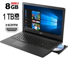 Ноутбук Dell Inspiron 15 3000 / 15.6" (1366x768) TN / Intel Core i3-6006U (2 (4) ядра по 2.0 GHz) / 8 GB DDR4 / 1000 GB HDD / Intel HD Graphics 520 / WebCam / DVD-RW / HDMI