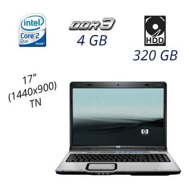Ноутбук HP Pavilion dv9000 / 17" (1440x900) TN / Intel Core 2 Duo T7250 (2 ядра по 2.0 GHz) / 4 GB DDR3 / 320 GB DDR3 / nVidia GeForce 8600M GT, 512 MB GDDR3, 128-bit / DVD-RW / Без АКБ Ноутбук HP Pavilion dv9000 / 17" (1440x900) TN / Intel Core 2 Duo T7250 (2 ядра по 2.0 GHz) / 4 GB DDR3 / 320 GB DDR3 / nVidia GeForce 8600M GT, 512 MB GDDR3, 128-bit / DVD-RW / Без АКБ