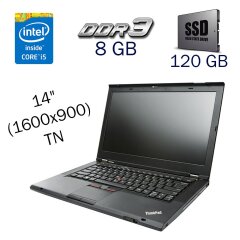 Ноутбук Lenovo ThinkPad T430 / 14" (1600x900) TN / Intel Core i5-3320M (2 (4) ядра по 2.6 - 3.3 GHz) / 8 GB DDR3 / 120 GB SSD / Intel HD Graphics 4000 / WebCam