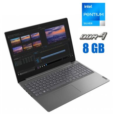 Ноутбук Lenovo V15-IGL / 15.6" (1920x1080) TN / Intel Pentium Silver N5030 (4 ядра по 1.1 - 3.1 GHz) / 8 GB DDR4 / 1000 GB HDD / Intel UHD Graphics 605 / WebCam / АКБ NEW
