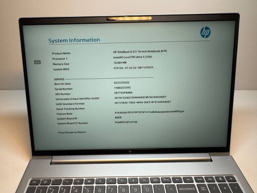Новий ноутбук HP EliteBook 6 G1i / 16" (1920x1200) IPS / Intel Core Ultra 5 235U (12 (14) ядер по 2.0 - 4.9 GHz) / 16 GB DDR5 / 256 GB SSD / Intel Graphics / WebCam