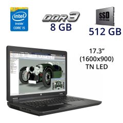 Рабочая станция HP ZBook 17 / 17.3" (1600x900) TN LED / Intel Core i5-4310M (2 (4) ядра по 2.7 - 3.4 GHz) / 8 GB DDR3 / 512 GB SSD / nVidia Quadro K1100M, 2 GB GDDR5, 128-bit / WebCam / DVD-RW / USB 3.0 / DP
