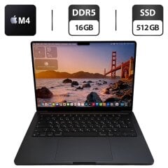 Ультрабук Apple MacBook Pro 14 2024 Space Black / 14.2" (3024x1964) IPS / Apple M4 (10 ядер по 2.85 - 4.5 GHz) / 16 GB DDR5 / 512 GB SSD / Apple M4 Graphics / WebCam / MacOS