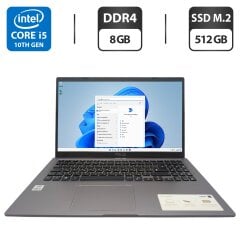 Ультрабук Asus VivoBook 15 X515 / 15.6" (1920x1080) IPS / Intel Core i5-1035G1 (4 (8) ядер по 1.0 - 3.6 GHz) / 8 GB DDR4 / 512 GB SSD M.2 / Intel UHD Graphics / WebCam