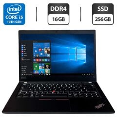 Ультрабук Lenovo ThinkPad T14 Gen 1 / 14" (1920x1080) IPS / Intel Core i5-10210U (4 (8) ядра по 1.6 - 4.2 GHz) / 16 GB DDR4 / 256 GB SSD / Intel UHD Graphics / WebCam