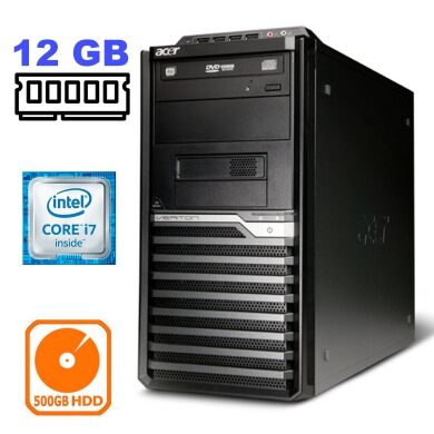 Системний блок Acer 6610G Tower / Intel Core i7-2600 (4 (8) ядра по 3.4-3.8 GHz) / 12 GB DDR3 / 500 GB HDD / Radeon HD7450 1 GB (DVI, DisplayPort)