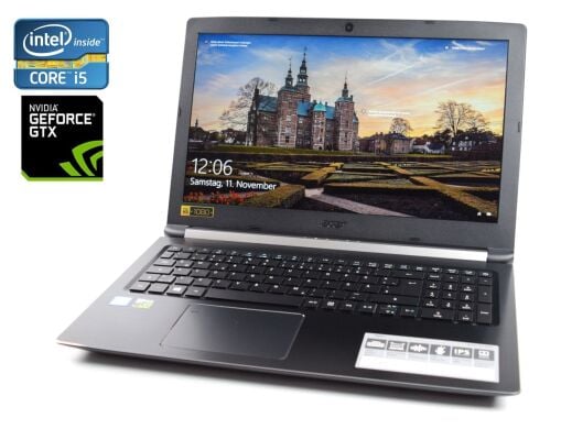 Игровой ноутбук Б-класс Acer Aspire 7 A715-71G / 15.6" (1920x1080) IPS / Intel Core i5-7300HQ (4 ядра по 2.5 - 3.5 GHz) / 16 GB DDR4 / 500 GB SSD / nVidia GeForce GTX 1050, 2 GB GDDR5, 128-bit / WebCam