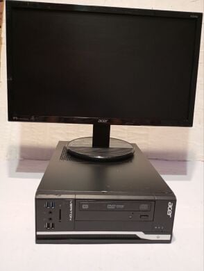 Комплект ПК Б-класс: Acer Veriton X2632G SFF / Intel Core i3-4130 (2 (4) ядра по 3.4 GHz) / 8 GB DDR3 / 500 GB HDD / Intel HD Graphics 4400 / DVD-RW + Монитор Acer K222HQL / 22" (1920x1080) IPS / 1x HDMI, 1x DVI, 1x VGA