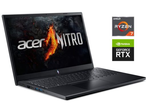 Игровой ноутбук Acer Nitro V15 ANV15-41 / 15.6" (1920x1080) IPS / AMD Ryzen 7 7735HS (8 (16) ядер по 3.2 - 4.75 GHz) / 16 GB DDR5 / 1000 GB SSD NVMe / nVidia GeForce RTX 4060, 8 GB GDDR6, 128-bit / WebCam Игровой ноутбук Acer Nitro V15 ANV15-41 / 15.6" (1920x1080) IPS / AMD Ryzen 7 7735HS (8 (16) ядер по 3.2 - 4.75 GHz) / 16 GB DDR5 / 1000 GB SSD NVMe / nVidia GeForce RTX 4060, 8 GB GDDR6, 128-bit / WebCam
