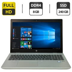 Ноутбук Б-клас HP ProBook 650 G4 / 15.6" (1920x1080) IPS / Intel Core i5-8250U (4 (8) ядра по 1.6 - 3.4 GHz) / 8 GB DDR4 / 240 GB SSD / Intel HD Graphics 620 / WebCam / Windows 10 Pro
