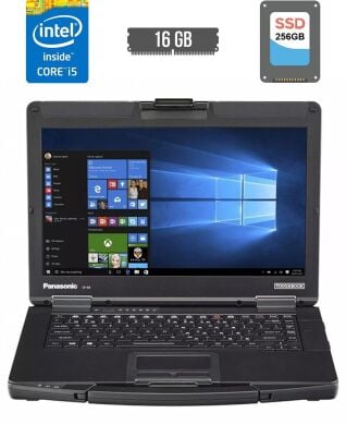 Напівзахищений ноутбук Panasonic Toughbook CF-54 / 14" (1920x1080) IPS / Intel Core i5-5300U (2 (4) ядра по 2.2 - 2.9 GHz) / 16 GB DDR3 / 256 GB SSD / Intel HD Graphics 5500 Напівзахищений ноутбук Panasonic Toughbook CF-54 / 14" (1920x1080) IPS / Intel Core i5-5300U (2 (4) ядра по 2.2 - 2.9 GHz) / 16 GB DDR3 / 256 GB SSD / Intel HD Graphics 5500