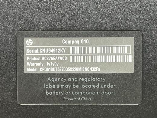 Ноутбук Б-клас HP Compaq 610 / 15.6" (1366x768) TN / Intel Core 2 Duo T5870 (2 ядра по 2.0 GHz) / 2 GB DDR2 / 120 GB SSD / Intel GMA X3100 Graphics / WebCam / АКБ не тримає