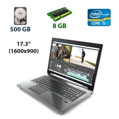 HP EliteBook 8770w / 17.3" (1600x900) WVA LED / Intel Core i5-3380M (2 (4) ядра по 2.9 - 3.6 GHz) / 8 GB DDR3 / 500 GB HDD / AMD FirePro M4000, 1 GB GDDR5, 128-bit / WebCam / DVD-RW / USB 3.0 / DP / Com Port (IEEE 1394)