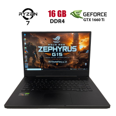 Ігровий ноутбук Б-клас Asus ROG Zephyrus GA502DU / 15.6" (1920x1080) IPS / AMD Ryzen 7 3750H (4 (8) ядра по 2.3 - 4.0 GHz) / 16 GB DDR4 / 512 GB SSD / nVidia GeForce GTX 1660 Ti Max-Q, 6 GB GDDR6, 192-bit