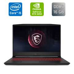 Ігровий ноутбук Б-клас MSI Pulse GL66-12UGKV / 15.6" (1920x1080) IPS / Intel Core i5-12450H (8 (12) ядер по 3.3 - 4.4 GHz) / 16 GB DDR4 / 512 GB SSD / nVidia GeForce RTX 3050, 4 GB GDDR6, 128-bit / WebCam / HDMI